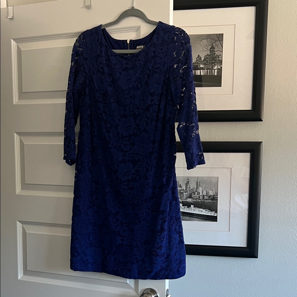 Vince Camuto Navy Lace Long Sleeve Dress